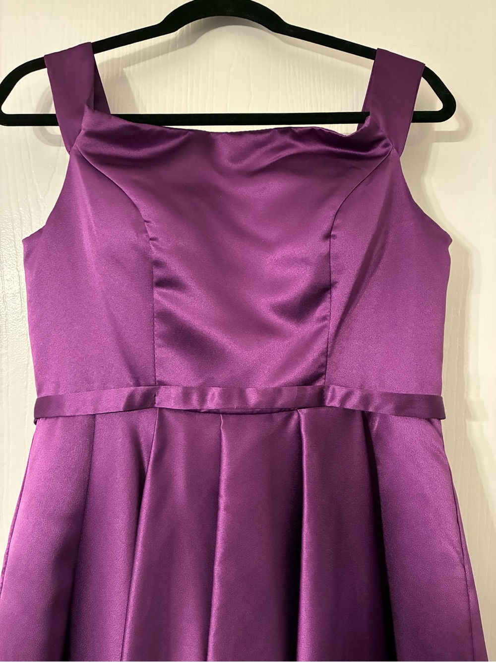 Women’s High Low Purple Satin Bridesmaids Prom Dress With Corset back Size 14/16